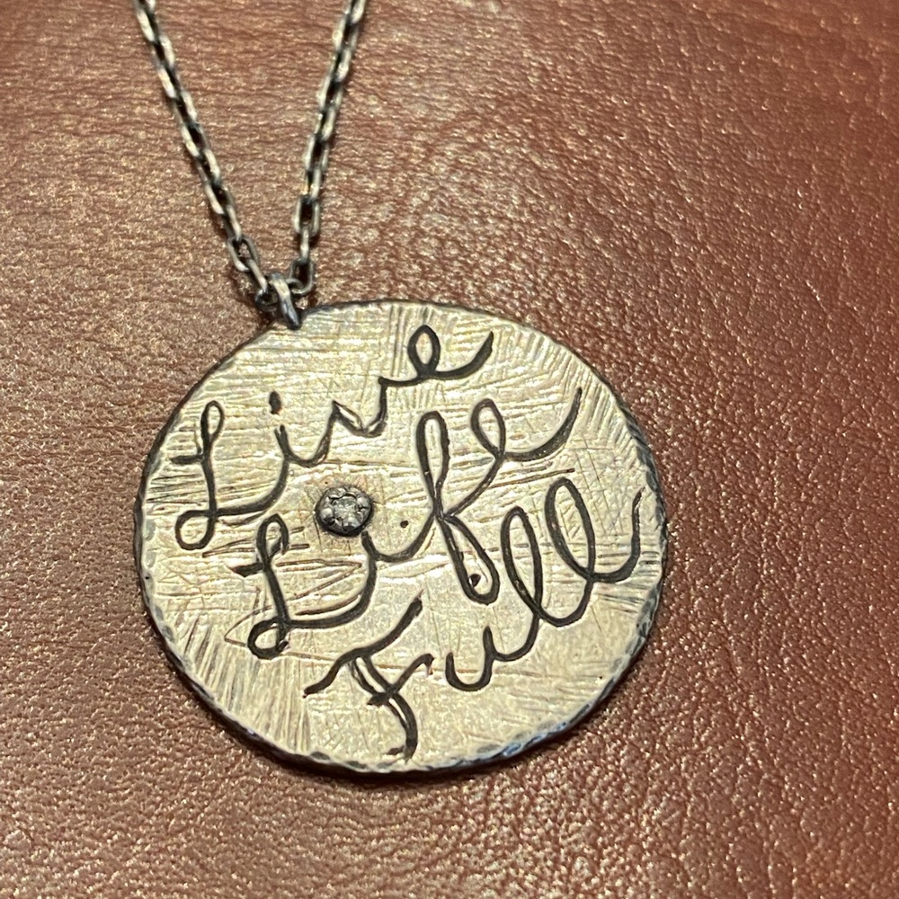 Sterling silver “Live Life Full” diamond chip